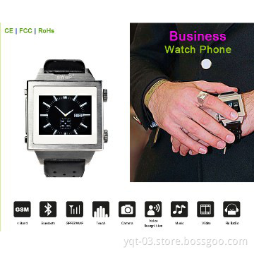 Digital stainless steel business phone with leather strap